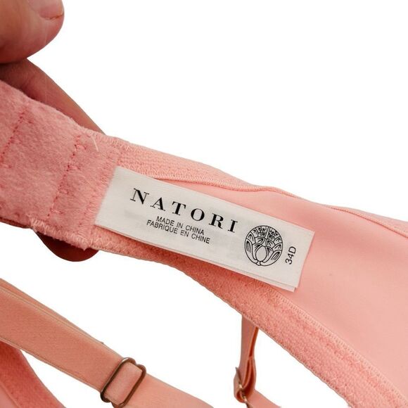 Natori peachy pink embroidered unlined underwire balconette bra size 34D - Picture 3 of 3